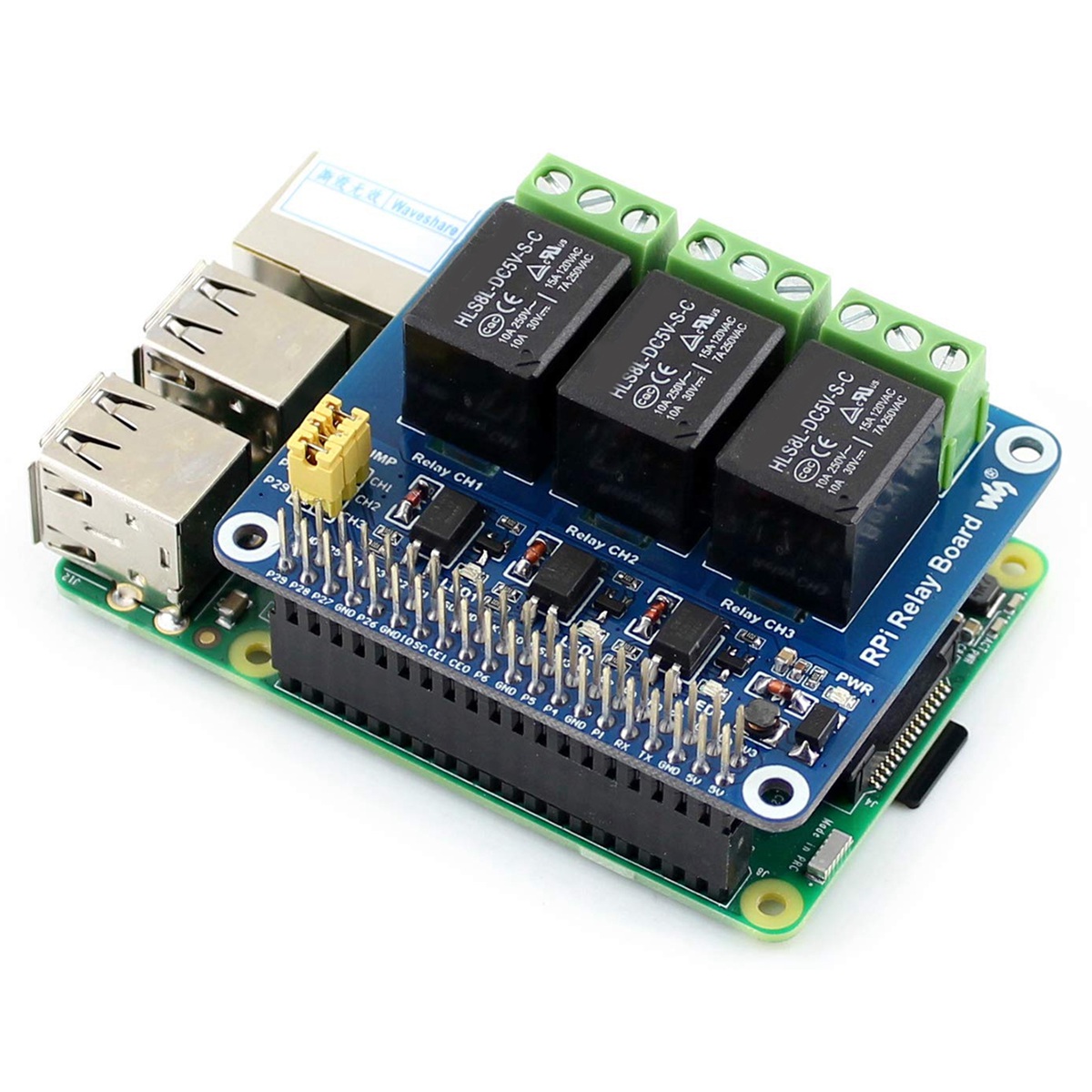 Relay Module 5V - Waveshare 5V 3 Kanallı Röle Modülü