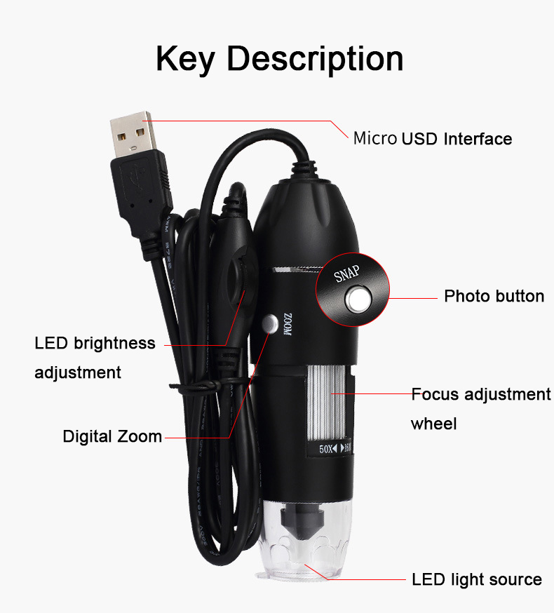 USB Dijital Mikroskop 500X/100 - Diy Electronics Microscope incelemesi ve fiyatı